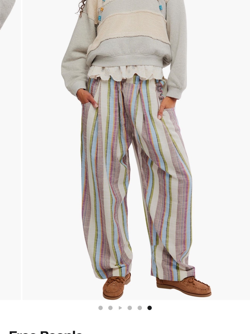 NWT Free People Chambers Stripe Drawstring Linen & Cotton Pants